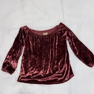 Hollister Red Velvet off the Shoulder Top